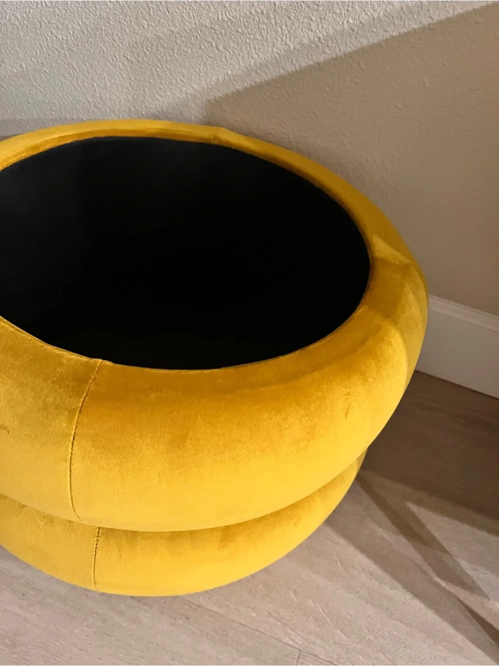 Cost Plus World Market Yellow Velvet Stackable Pouf